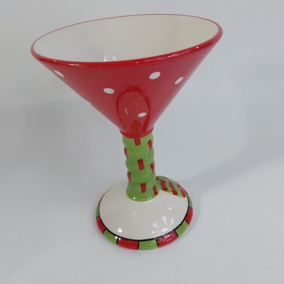SCM DESIGNS GIANT HOLIDAY CHRISTMAS CERAMIC SNOWMAN MARTINI COCKTAIL GLASS CUTE! - Picture 3 of 5